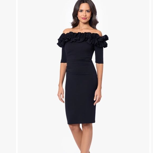 XSCAPE Women's Ruffled Off-The-Shoulder Sheath Dress Size 6 NWT - Picture 2 of 10